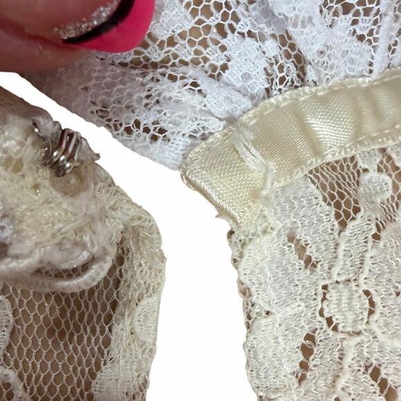 Vtg 80s Cream Lace Bridal Prairie Dress SZ 13-14 Victorian Romantic Cottagecore - Picture 13 of 16